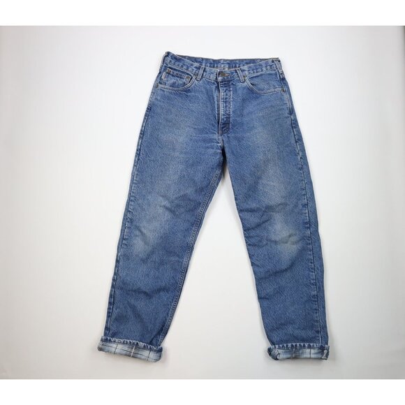 Vintage Y2K 2003 Carhartt Mens 34x32 Relaxed Fit Wide Leg Flannel Lined Jeans